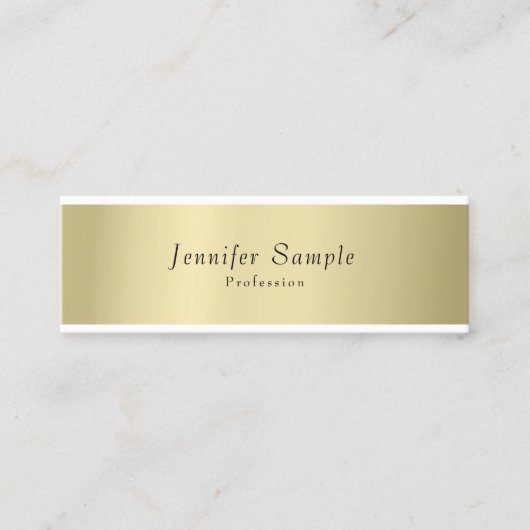 エレガントプロフェッショナル金ゴールドのミニマル外観モダン スキニー名刺 (正面)