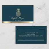 エレガントプロフェッショナル金ゴールドストライプパイナップル 名刺 (正面/裏面)