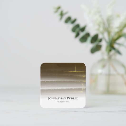 エレガントプロフェッショナル金ゴールド水彩抽象芸術 スクエア名刺 (スタンド正面)