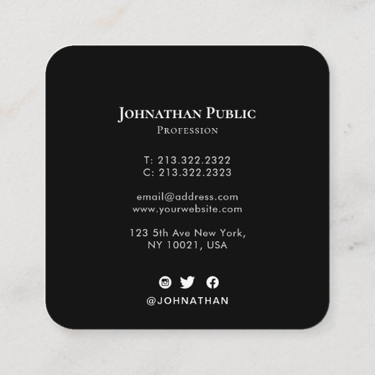 エレガントプロフェッショナル金ゴールド水彩抽象芸術 スクエア名刺 (裏面)