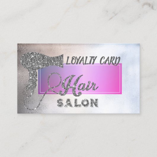 エレガントプロフェッショナル銀ヘアドライヤー、ハート ロイヤリティカード (正面)