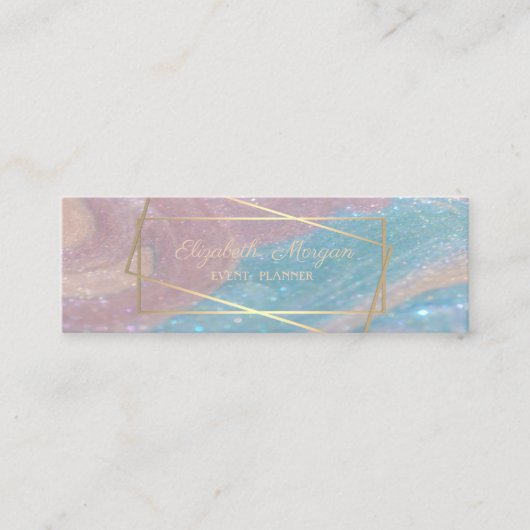 エレガントプロフェッショナル、フェイク金ゴールドフレーム、大理石 スキニー名刺 (正面)