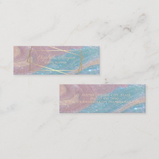 エレガントプロフェッショナル、フェイク金ゴールドフレーム、大理石 スキニー名刺 (正面/裏面)