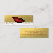 エレガントプロフェッショナル、フェイク金ゴールド赤い唇 スキニー名刺 (正面/裏面)