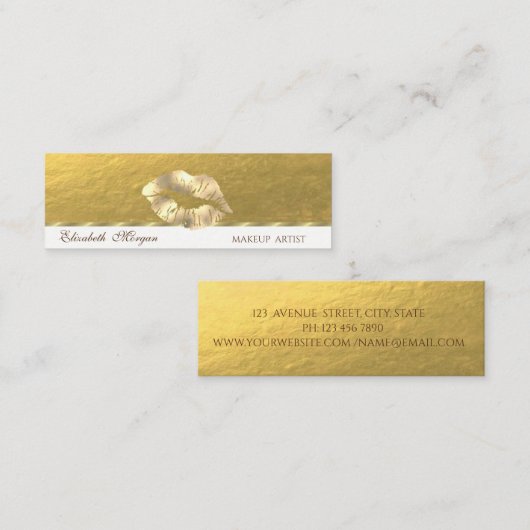 エレガントプロフェッショナル、フェイク金ゴールド スキニー名刺 (正面/裏面)