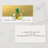 エレガントプロフェッショナル、フェイク金ゴールド、パイナップルの花 名刺 (正面/裏面)