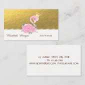 エレガントプロフェッショナル、フェイク金ゴールド、ベビーピンクフラミンゴ 名刺 (正面/裏面)