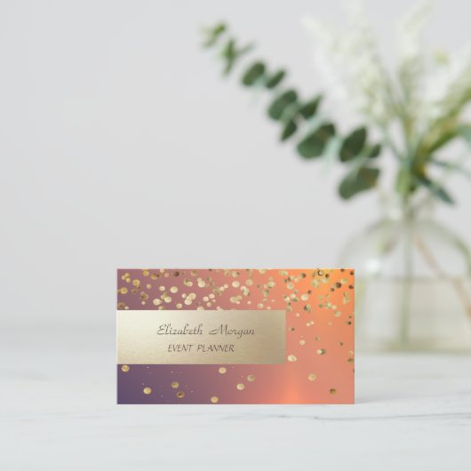 エレガントプロフェッショナル,,モダン光沢のある紙吹雪 名刺 (スタンド正面)