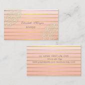 エレガントプロフェッショナル、金ゴールドストライプ、レース 名刺 (正面/裏面)