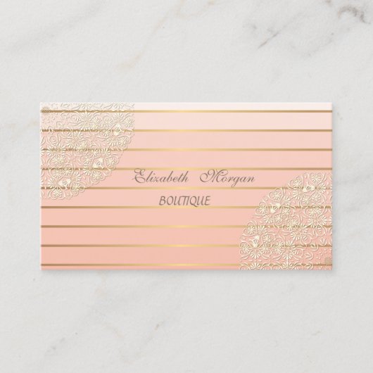エレガントプロフェッショナル、金ゴールドストライプ、レース 名刺 (正面)