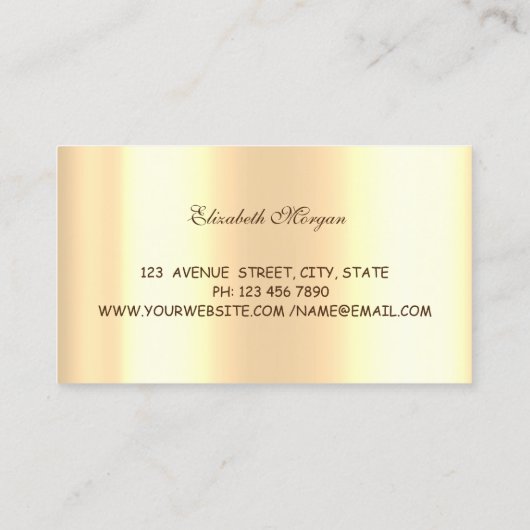 エレガントプロフェッショナル,金ゴールド，ネイビーブルー，ウィスク，料理 名刺 (裏面)