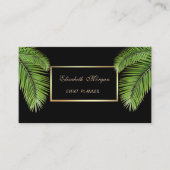 エレガントプロフェッショナル，黒，枠，ヤシの木 名刺 (正面)