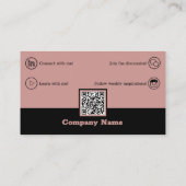 エレガントプロフェッショナルQRコードブラック&ピンク 名刺 (裏面)