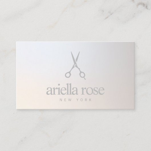 エレガントヘアスタイリストはさみ発光グラデーション 名刺 (正面)