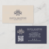 エレガントヘアスタイリストクリーム&炭QRコードロゴ 名刺 (正面/裏面)