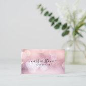 エレガントヘアメイクアップフェミニンピンク《写真》ぼけ味 名刺 (スタンド正面)