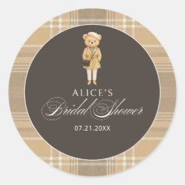 エレガントベア ネイビーブルー ベビーシャワー ラウンドシール