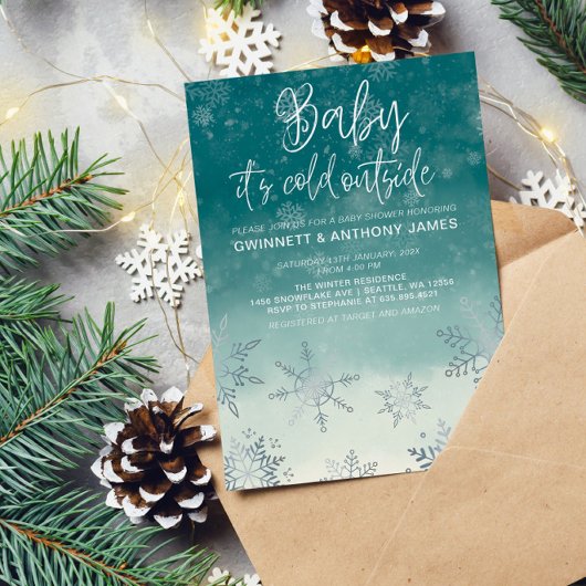 エレガントベビーの冷たい屋外ベビースシャワー 招待状