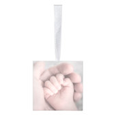 エレガントベビーカスタムファミリー名写真ポートレート キューブオーナメント (右)