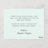 エレガントベビーサンキューカード誕生日感謝していあなた ポストカード (裏面)