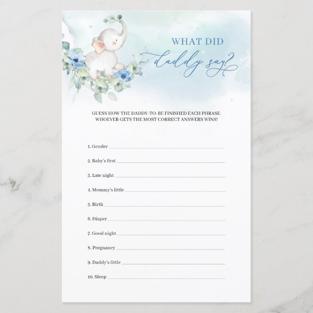 エレガントベビーゾウ青パパが何と言ったかゲーム (正面)