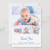エレガントベビーパーソナライズされた4フォトコラージュ生まれたばかりの サンキューカード (正面)