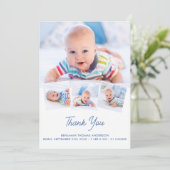 エレガントベビーパーソナライズされた4フォトコラージュ生まれたばかりの サンキューカード (スタンド正面)