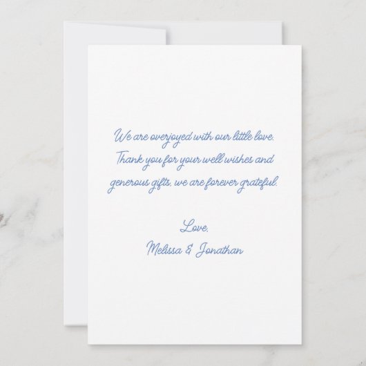 エレガントベビーパーソナライズされた4フォトコラージュ生まれたばかりの サンキューカード (裏面)