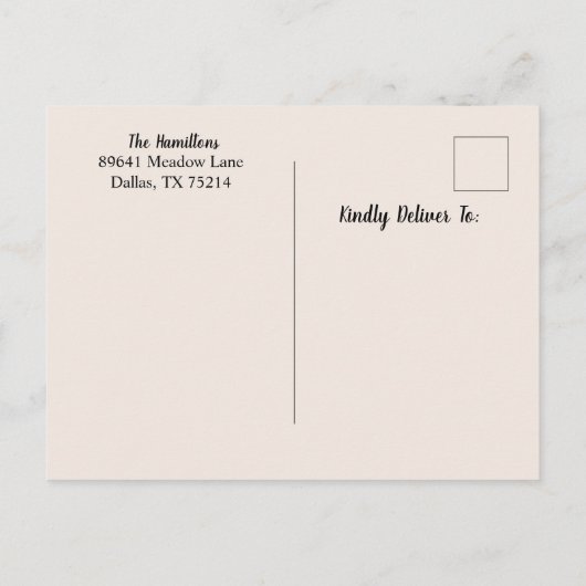 エレガントベビー写真の誕生発表 案内ポストカード (裏面)