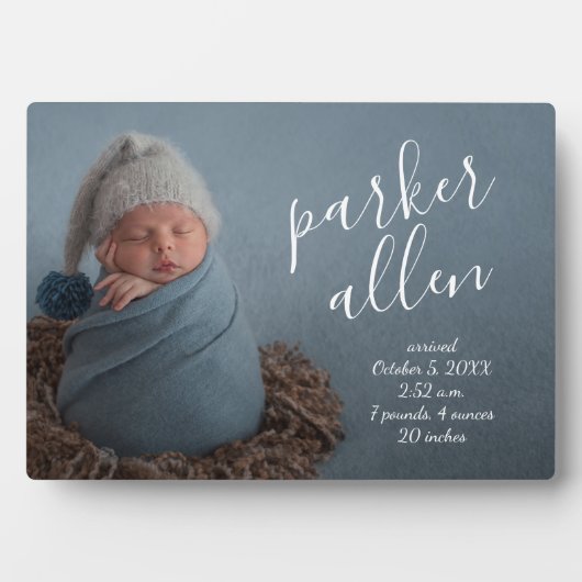 エレガントベビー写真の誕生発表Keepsake フォトプラーク (正面)