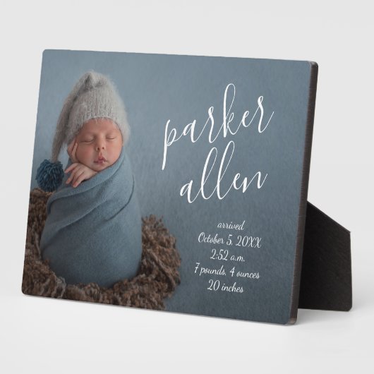 エレガントベビー写真の誕生発表Keepsake フォトプラーク (側面)