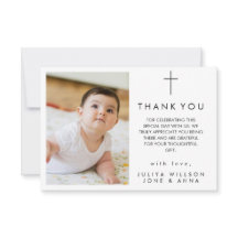 エレガントベビー写真バプテスマサンキューカード
