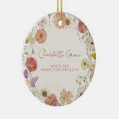 エレガントベビー写真プレスフラワー誕生統計 セラミックオーナメント (右)