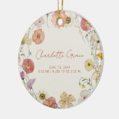 エレガントベビー写真プレスフラワー誕生統計 セラミックオーナメント (左)