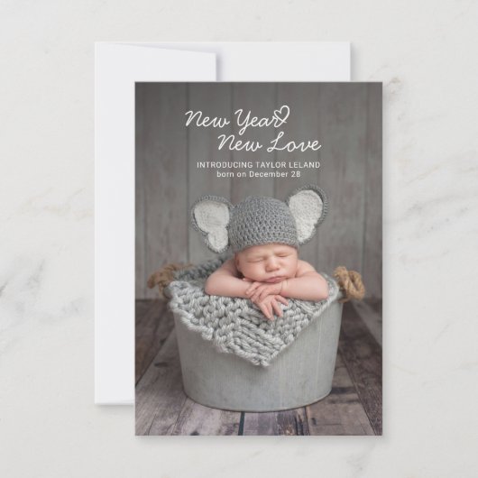 エレガントベビー写真新年の誕生発表 ノートカード (正面)