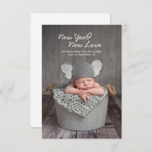 エレガントベビー写真新年の誕生発表 ノートカード (正面/裏面)