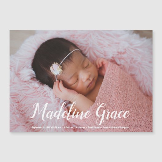 エレガントベビー名スクリプト写真の誕生発表 (正面)