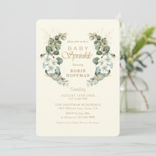 エレガントベビー振りかける赤男女兼用ちゃんシャワー 招待状 (スタンド正面)