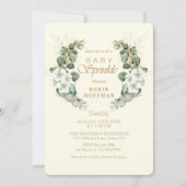 エレガントベビー振りかける赤男女兼用ちゃんシャワー 招待状 (正面)