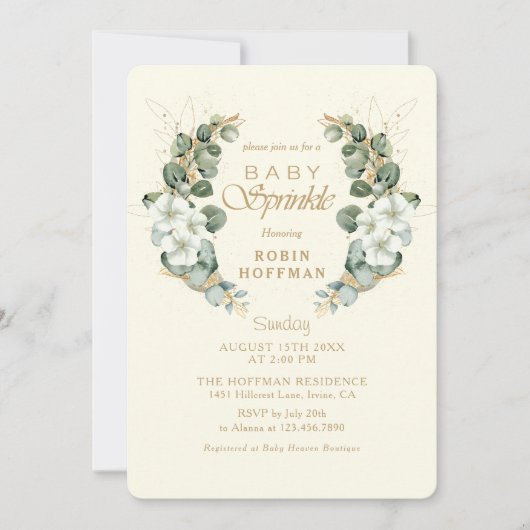 エレガントベビー振りかける赤男女兼用ちゃんシャワー 招待状 (正面)