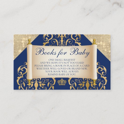 エレガントベビー王室の用プリンス赤ちゃんシャワー本 エンクロージャーカード (正面)