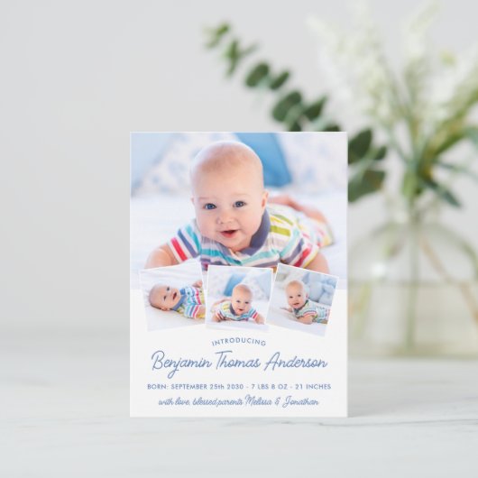 エレガントベビー4生まれたばかりの写真誕生のお知らせ ポストカード (スタンド正面)