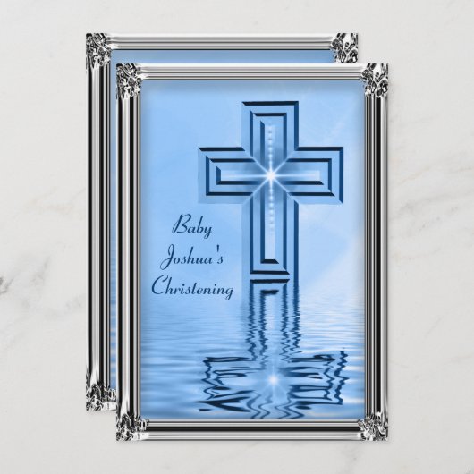 エレガントベビー《キリスト教》洗礼式や命名式招待状 招待状 (正面/裏面)