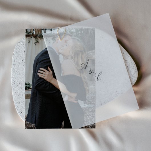 エレガントベラム結婚式招待状オーバーレイ ベラム紙招待状