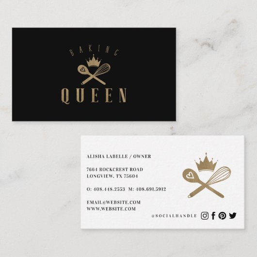 エレガントベーキングクイーンベーカーズウィスク&スプーンクラウン 名刺 (正面/裏面)