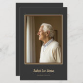 エレガントベージュと木炭の写真葬儀 (正面/裏面)