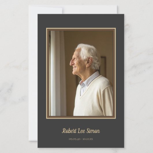 エレガントベージュと木炭の写真葬儀 (正面)