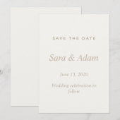 エレガントベージュの結婚式日程事前通知 セーブザデート (正面/裏面)
