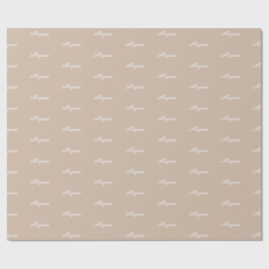エレガントベージュタン名前をカスタムする誕生日 ラッピングペーパー (フラット)