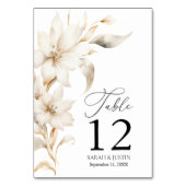 エレガントベージュホワイトウォーターフローラ結婚ズ テーブルナンバー (正面)